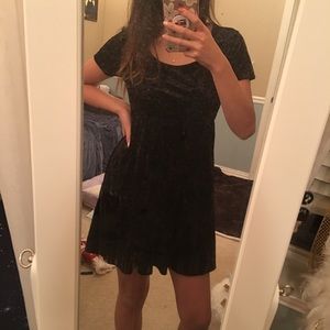 Black crushed velvet babydoll dress